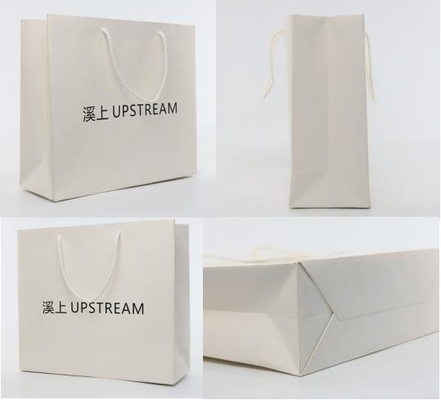 ISO9001 de Ambachtzakken van douanelogo paper bags white paper met de Druk van de Handvattengravure
