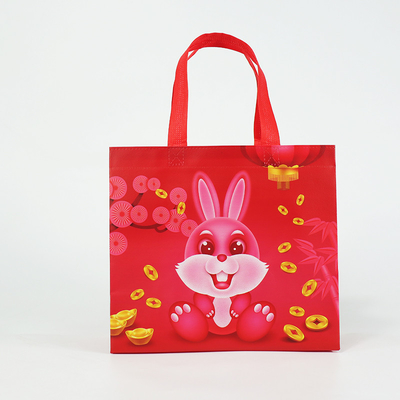 Op maat gemaakte herbruikbare tassen Print Rabbit Cartoon Polypropyleen geweven Pp gelamineerd