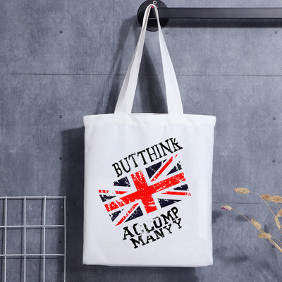 Custom Print Canvas Schoudertas Cartoon Letter Print Winkelen Katoenen Canvas Tas