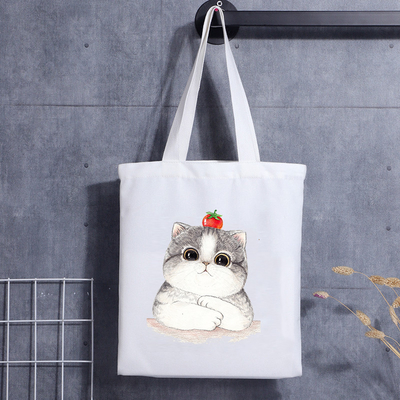 De Giftzak Cat Face Blank Shoulder Canvas Tote Bag With Logo Handbag van de douanehond