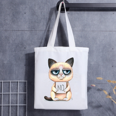 De Giftzak Cat Face Blank Shoulder Canvas Tote Bag With Logo Handbag van de douanehond