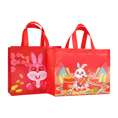 Logo Printed Rabbit Year Gift-Zak niet Geweven het Winkelen Biologisch afbreekbare Zakkendouane