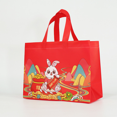 Logo Printed Rabbit Year Gift-Zak niet Geweven het Winkelen Biologisch afbreekbare Zakkendouane