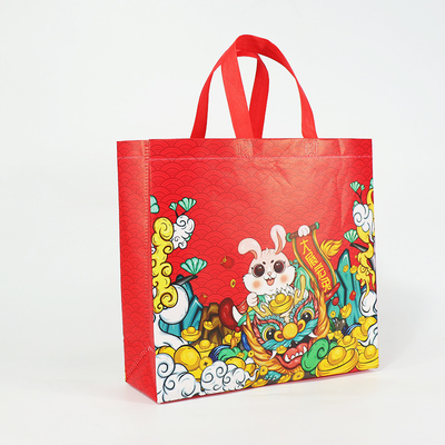 Geweven Zakken van het giftnieuwjaar de niet met Gedrukte Logo Reusable Tote Cartoon Shopping-Zakken