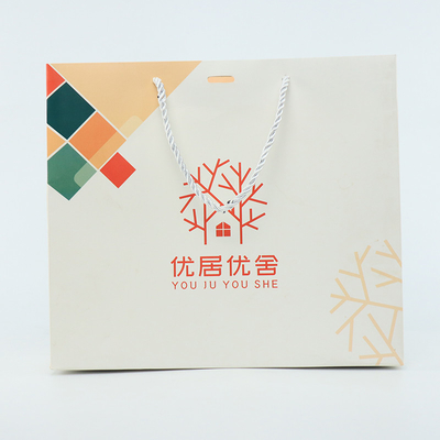 Boutique het Winkelen Klerendouane Logo Paper Bag Printed White met Linthandvat