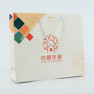 Boutique het Winkelen Klerendouane Logo Paper Bag Printed White met Linthandvat
