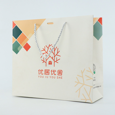 Boutique het Winkelen Klerendouane Logo Paper Bag Printed White met Linthandvat